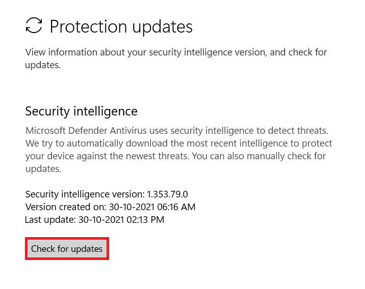 izberite preveri posodobitve v Posodobitve zaščite. Kako odpraviti težavo z napako v posodobitvi sistema Windows 11
