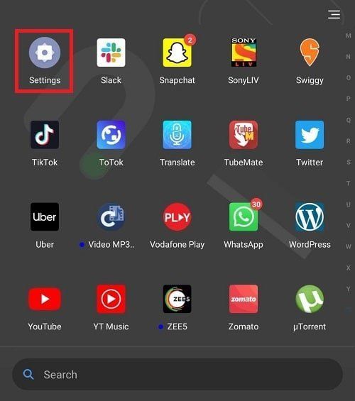 Bukak Setelan smartphone sampeyan,