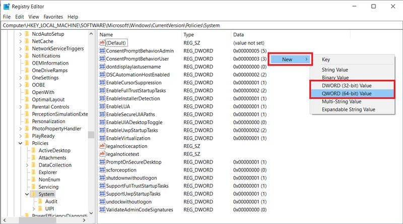 Fare clic con il pulsante destro del mouse su un'area vuota nel pannello di destra e selezionare nuovo