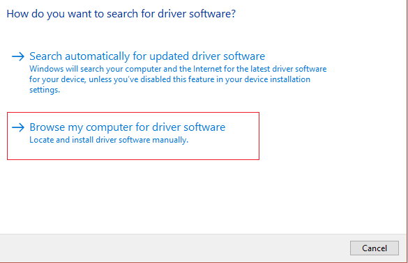 sfoglia il mio computer per il software del driver | Impostazioni di luminosità di Windows 10 non funzionanti [RISOLTO]