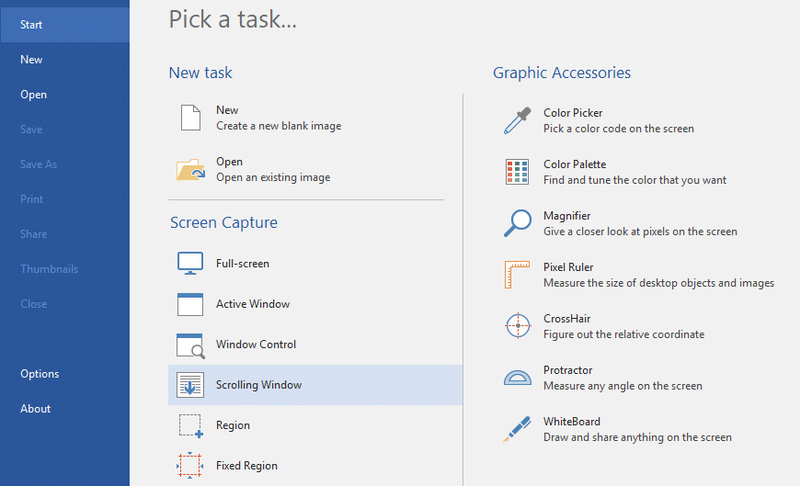 Pilih Scrolling Screenshot ing PicPick