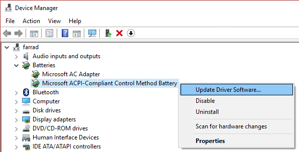 nganyari piranti lunak driver kanggo Microsoft ACPI Compliant Control Method Battery